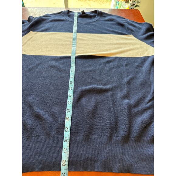 Mens Rugby Stripe Cotton Sweater Navy/White XL NWT Garter Stitch Knit - Picture 4 of 8